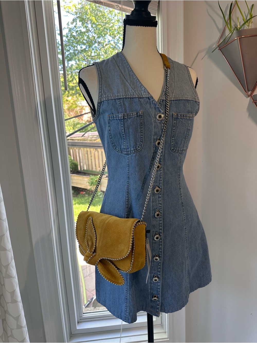 NWT Y2K ZARA Leather Suede Crossbody Shoulder Bag Purse Mustard Yellow Silver